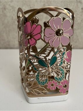 BBW Bath & Body Works Butterflies In The Garden Metal Soap Holder Gold Sleeve